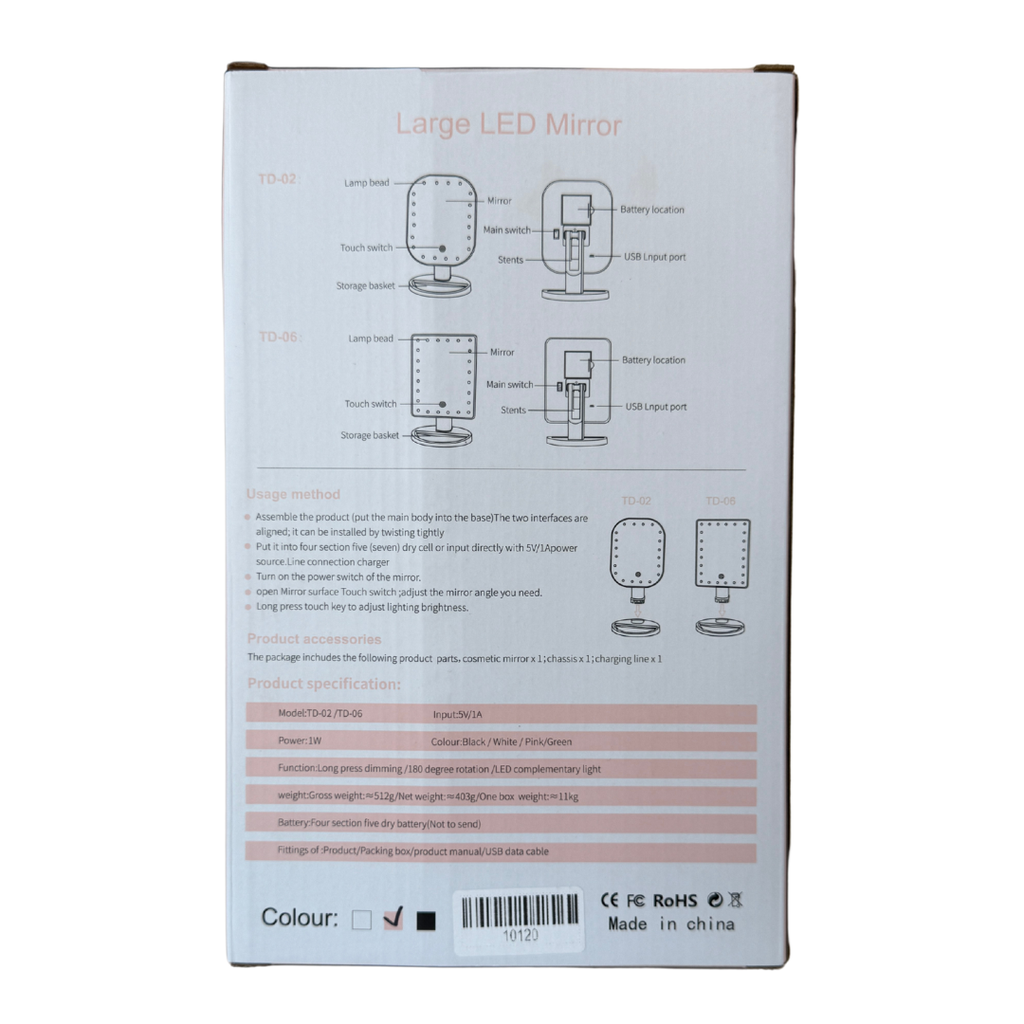 ESPEJO TACTIL CON LUZ LED