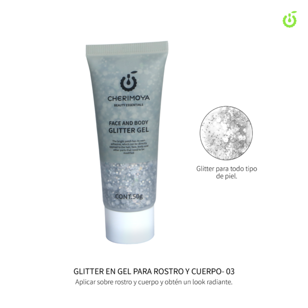 GLITTER EN GEL PARA ROSTRO CHERIMOYA 50G