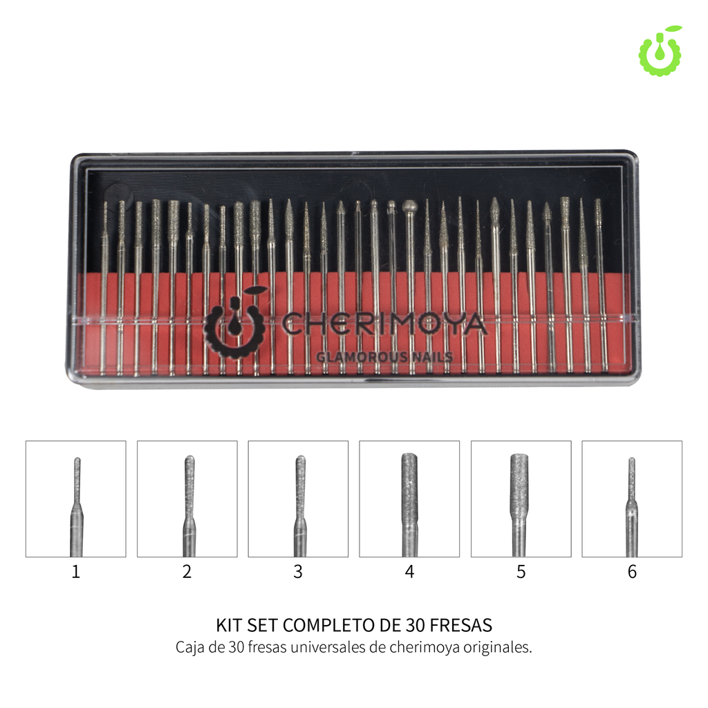 KIT DE FRESAS DIAMANTADAS CHERIMOYA 30PCS
