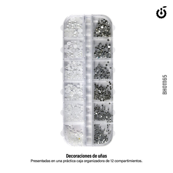 CAJA DE STRASS Y MEDIA PERLA (CHERIMOYA) 