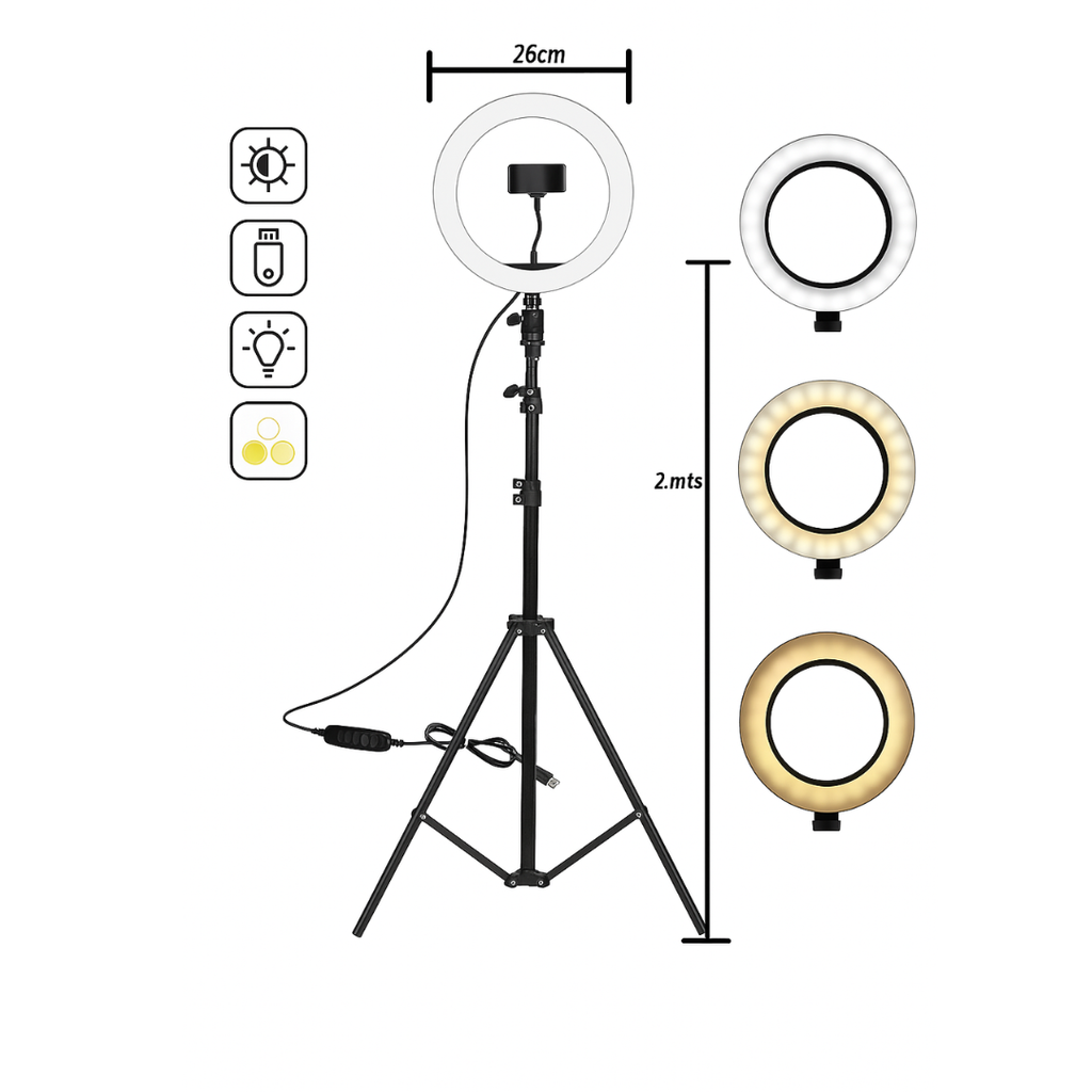 ARO DE LUZ LED CON TRIPODE