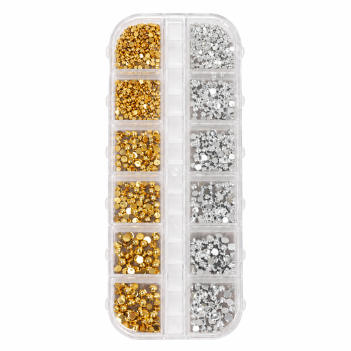 [BC1894] CAJA DE STRASS X12 PLATA Y ORO