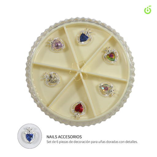 [BH011112] APLIQUES CHERIMOYA (CORAZON CON CORONA) 6PCS